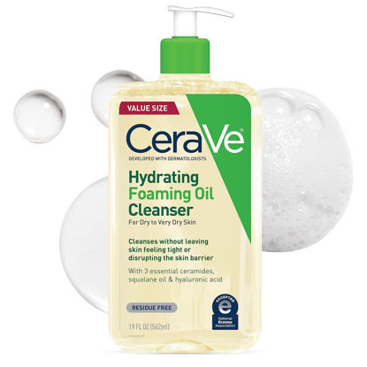بطری پمپی شوینده روغنی فومی آبرسان سراوی CeraVe Hydrating Foaming Oil Cleanser حجم 473 میلی‌لیتر